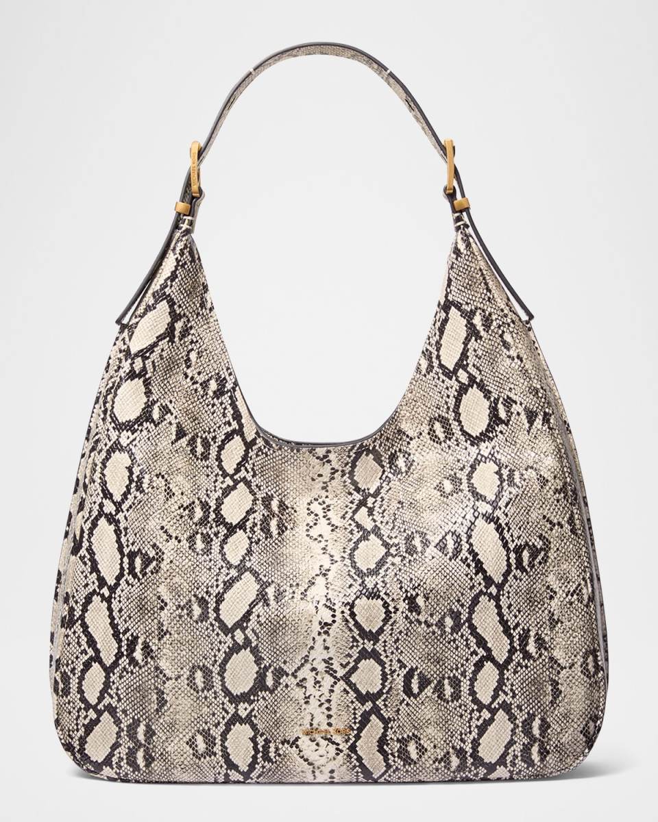 Nolita Large Snake-Print Leather Hobo Bag